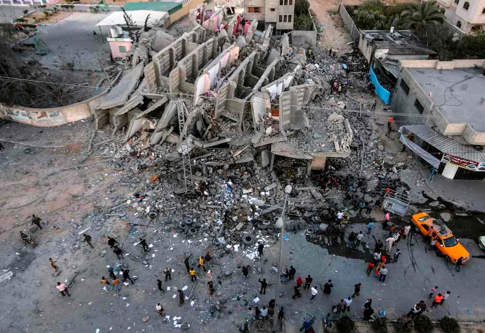 The remains of a building in Gaza City after it was hit during Israeli air strikes. (AFP)