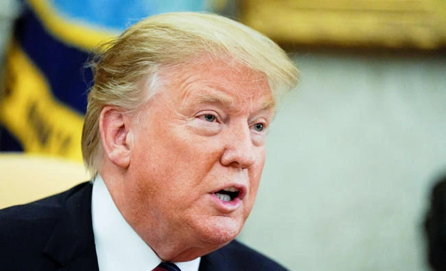 U.S. President Donald Trump talks to reporters during a meeting with Slovakia's Prime Minister Peter Pellegrini in the Oval Office at the White House in Washington, U.S., May 3, 2019. (REUTERS)