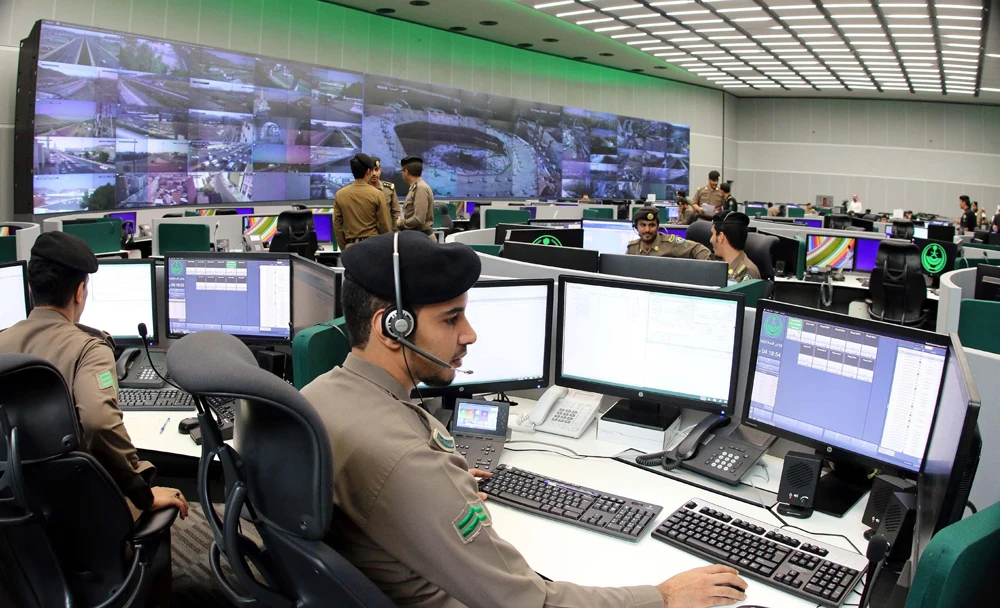 A view of the security monitoring center at the Grand Mosque in Makkah. (SPA file photo)