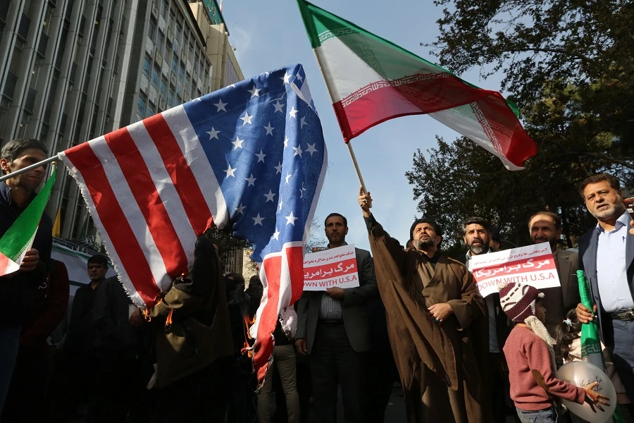 On the eve of renewed sanctions by Washington, Iranian protesters demonstate outside the former US embassy in the Iranian capital Tehran on Nov. 4, 2018. (File/AFP)