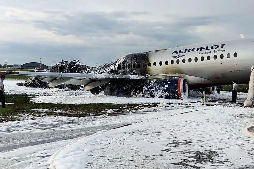 Investigators are working to understand the causes of the blaze after the Sukhoi Superjet-100 had to return to Sheremetyevo airport shortly after take-off in the evening of May 5. (AFP/City News Agency Moscow)