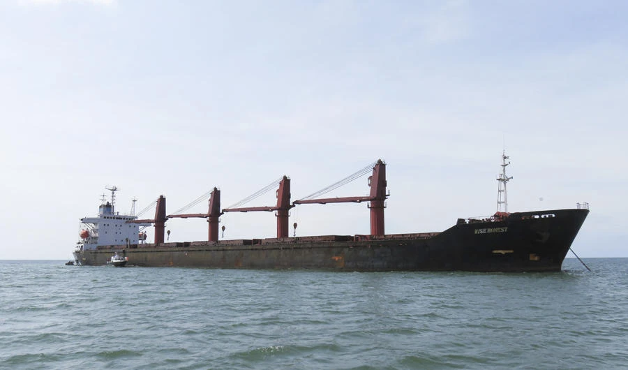 This undated photo released by the US Justice Department on May 9, 2019, shows the North Korean cargo ship Wise Honest, which the Trump administration says it has seized because it was used to transport coal in violation of international sanctions. (US Department of Justice handout photo via AP)