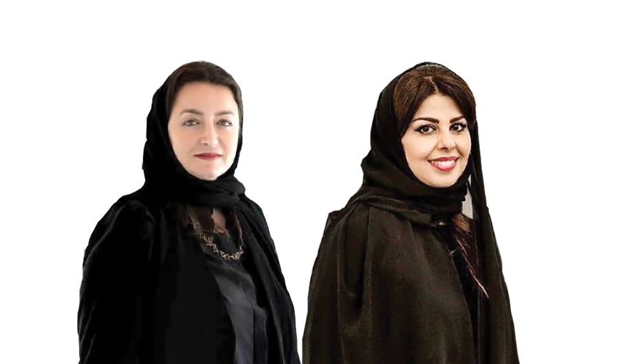 Saudi artists Daniah Al-Saleh (left) and Lulwah Al-Homoud
