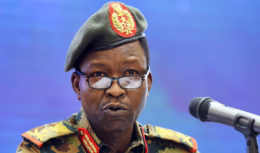 Spokesman of the Sudan's Transitional Military Council Lieutenant General Shamseddine Kabbashi speaks during a press conference in Khartoum on May 7, 2019. (AFP)