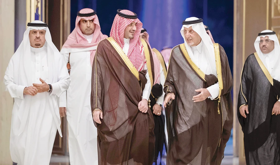 Interior Minister Prince Abdul Aziz bin Saud bin Naif, left, and Makkah Gov. Prince Khaled Al-Faisal attended a Hajj-related meeting in Jeddah on Tuesday. (SPA)