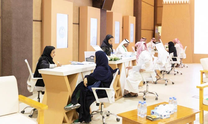 Women participat in the career and training fair on Wednesday. (SPA)