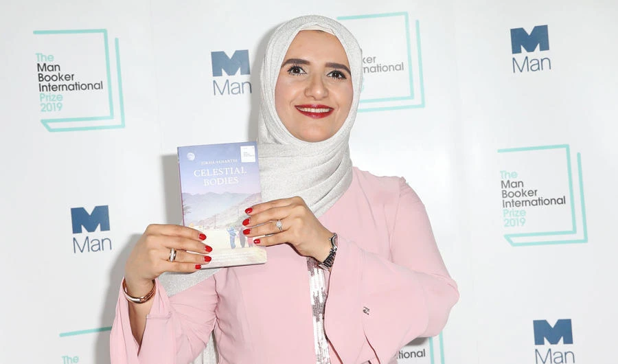 Arabic author Jokha Alharthi poses after winning the Man Booker International Prize for the book 'Celestial Bodies' in London on May 21, 2019. (AFP)
