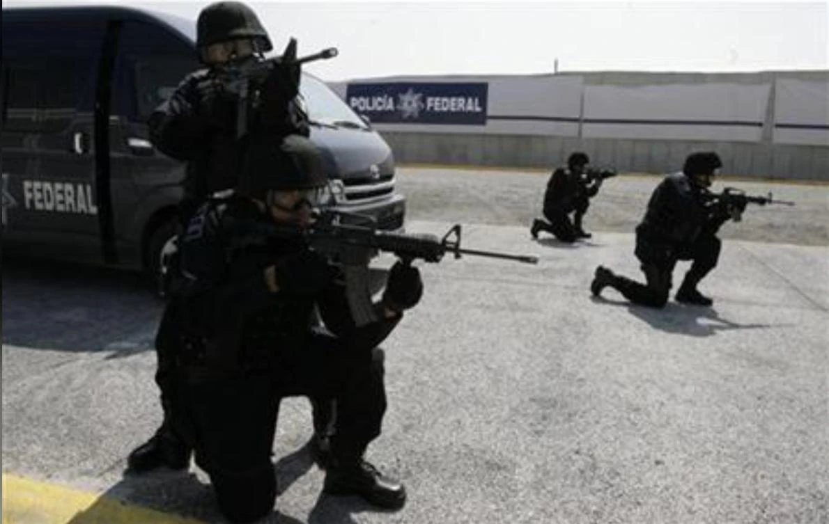 Federal policemen take part in training exercises during the opening of a new federal police center in Mexico City June 16, 2008. (Reuters)