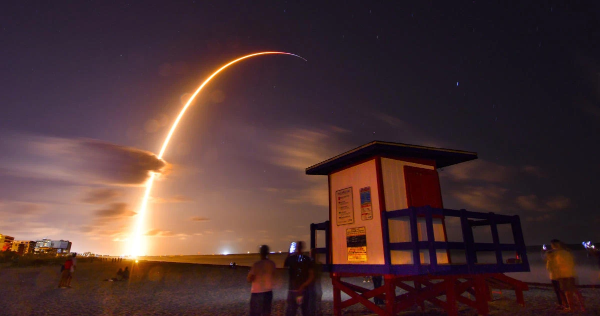 A Falcon 9 SpaceX rocket with a payload of 60 satellites for SpaceX’s Starlink broadband network, lifts off from Space Launch Complex 40 at Florida’s Cape Canaveral Air Force Station on Thursday, May 23, 2019. (Florida Today via AP)