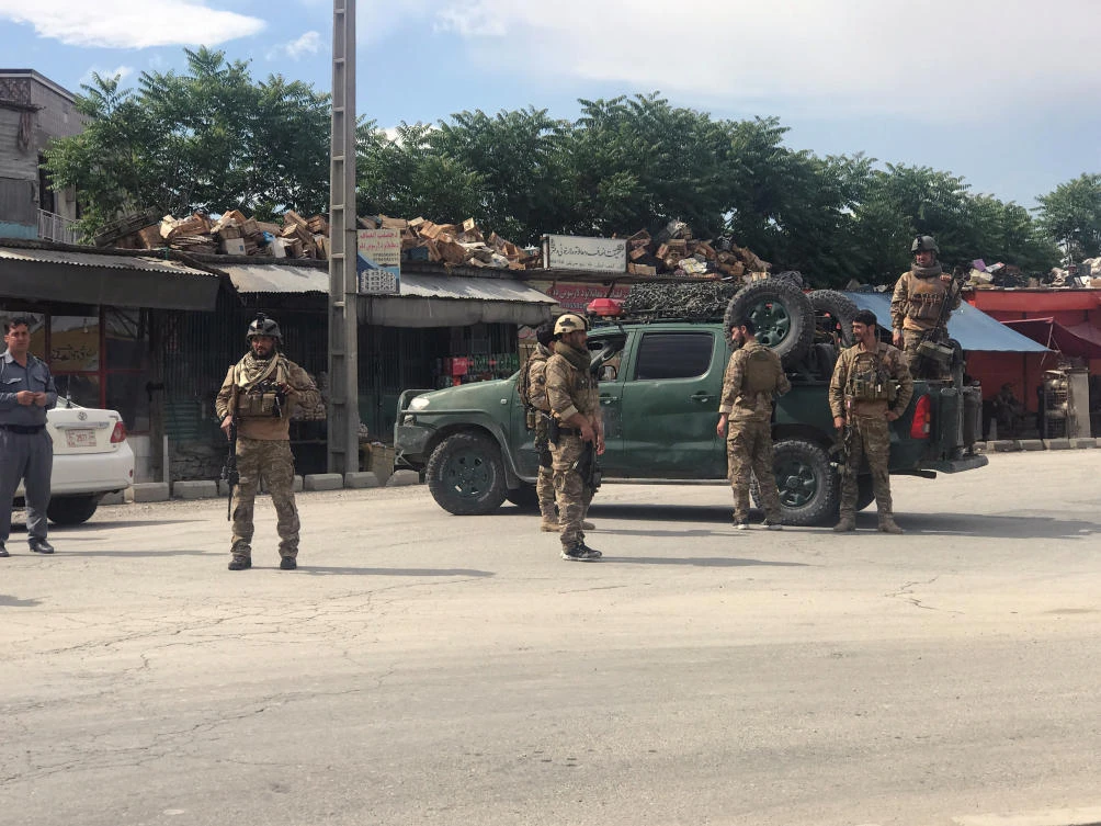 Afghan security forces keep watch outside a mosque where a blast happened in Kabul, Afghanistan May 24, 2019. (Reuters)