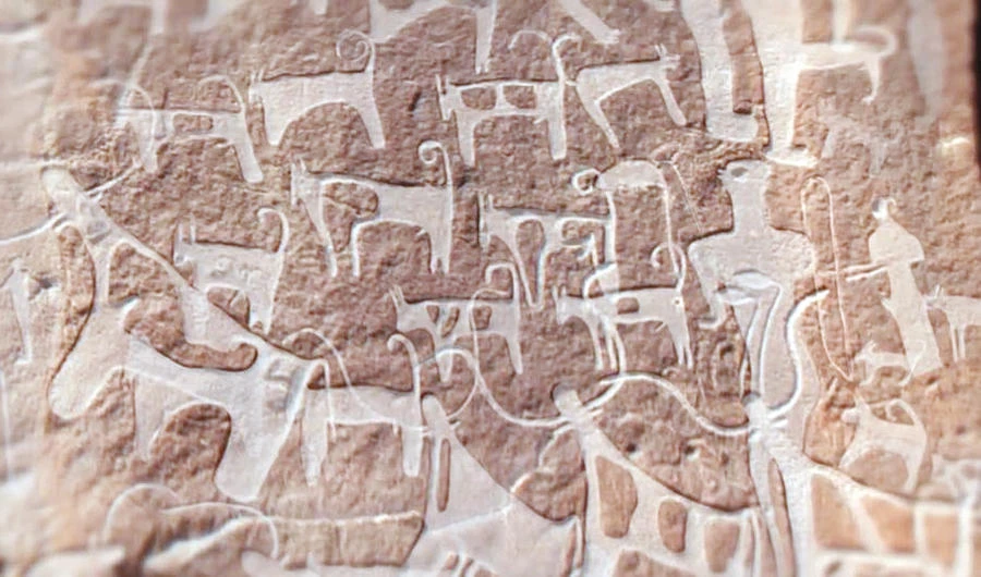 A video grab of the engravings discovered in northwestern Saudi Arabia. (Supplied)