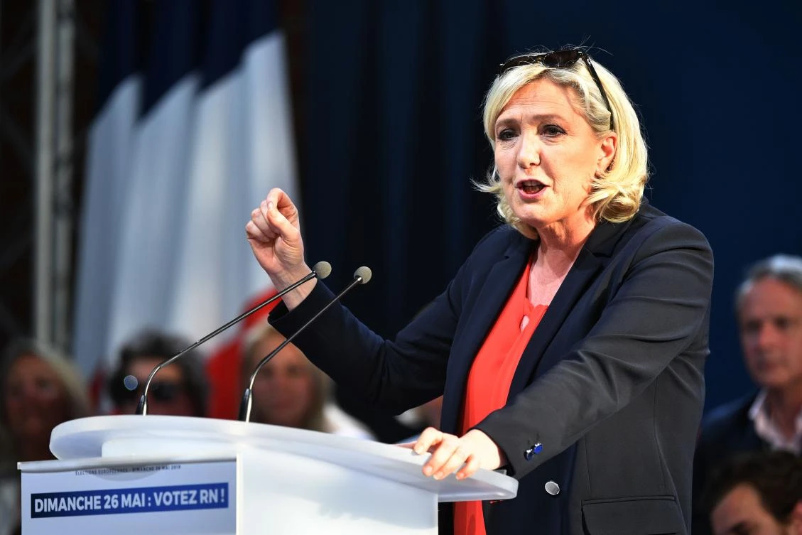Marine Le Pen’s National Rally received 23.31 percent of the European elections in France. (AFP)