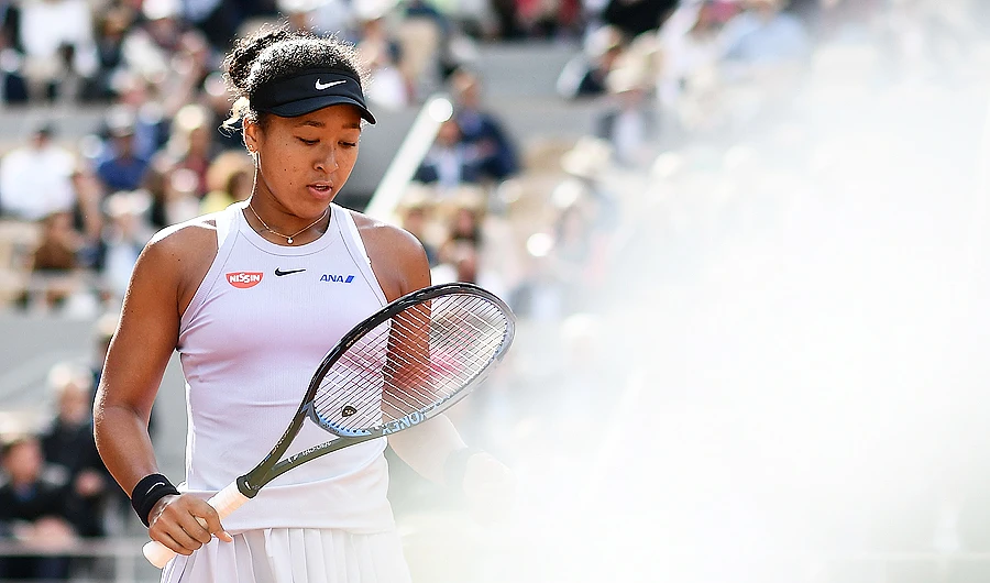 Japan’s Naomi Osaka during her first round match against Slovakia’s Anna Karolina Schmiedlova. (AFP)