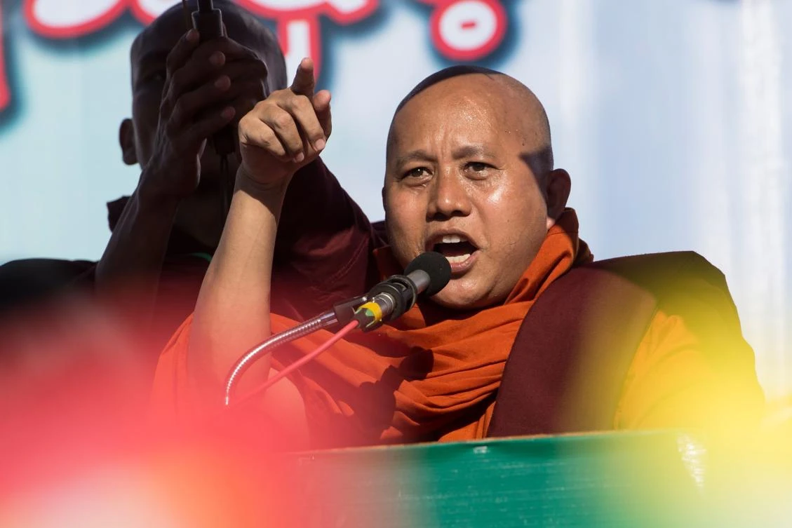 Buddhist monk Wirathu has been critical of the civilian government of Aung San Suu Kyi but support of the Myanmar military. (AFP)