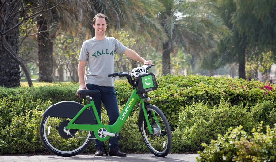 Careem CXO and Co-founder Magnus Olsson with his Careem bike.