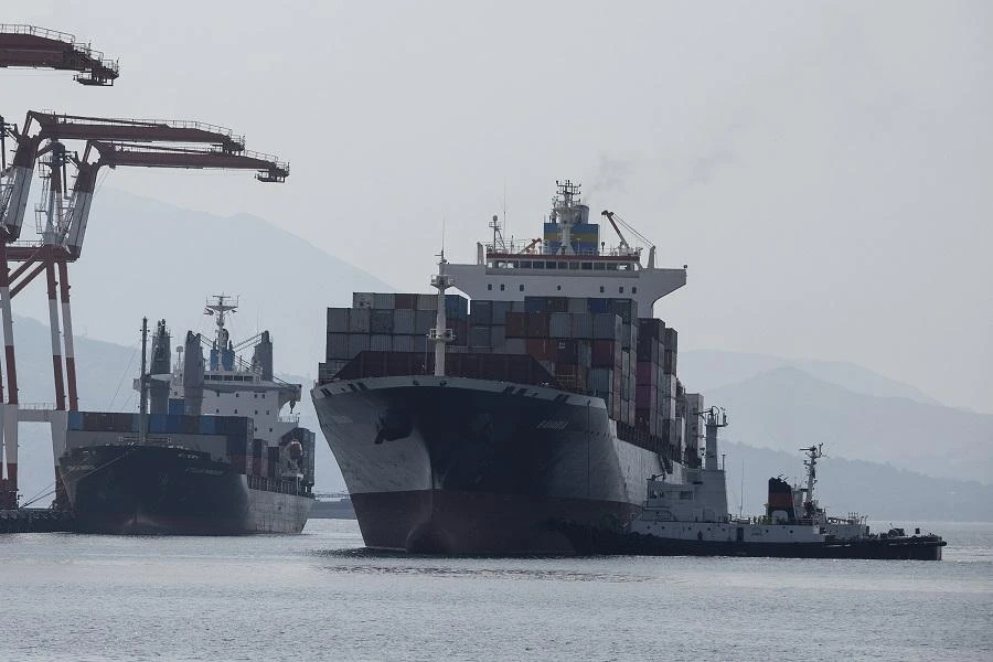 Container ship MV Bavaria, a vessel hired by Canada to ship tons of trash back to Canada, arrives at Subic Bay International Terminal Corporation on Subic Port, north of Manila on May 30, 2019. (AFP)