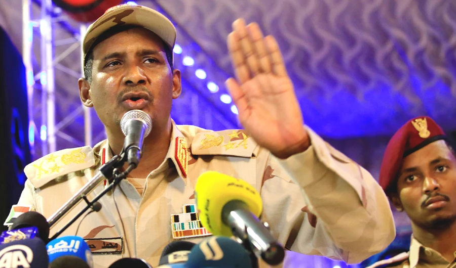 Gen. Mohamed Hamdan Dagalo, deputy head of the Transitional Military Council, speaks after the Ramadan iftar in Khartoum, Sudan. (Reuters)