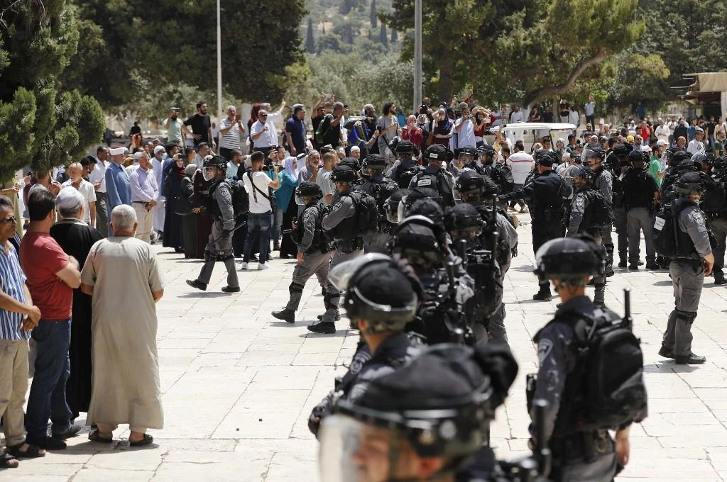 Israeli forces said the Muslim worshipers barricaded themselves inside the mosque. (AFP)