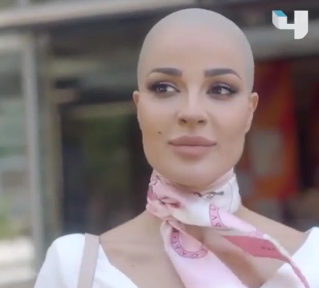 Lebanese actress Nadine Njeim shaves her head for cancer