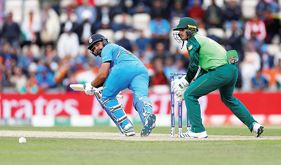 India’s Rohit Sharma in action during the World Cup match against South Africa in Southampton on Wednesday. (Reuters)