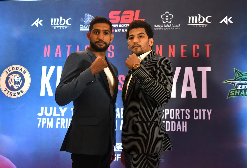 Amir Khan and Neeraj Goyat will fight in Jeddah on July 12. (Supplied by Super Boxing League)