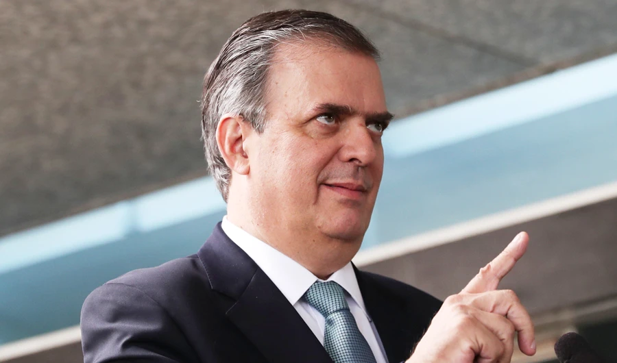 Mexico's Foreign Minister Marcelo Ebrard speaks to reporters after a meeting between U.S. and Mexican officials on immigration and trade at the State Department in Washington, U.S., June 6, 2019. (REUTERS)