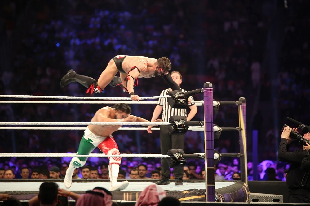 Wrestling fans got in on the action at the King Abdullah Sports City Stadium as the General Sports Authority. (Photo/ Essam Al-Ghalib)