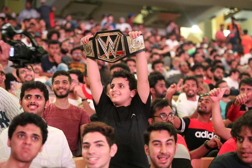 Fifty World Wrestling Entertainment (WWE) superstars packed Al-Jowhara Stadium at King Abdullah Sports City to almost full capacity Friday night for the Super ShowDown. (AN Photo/Essam Al-Ghalib)