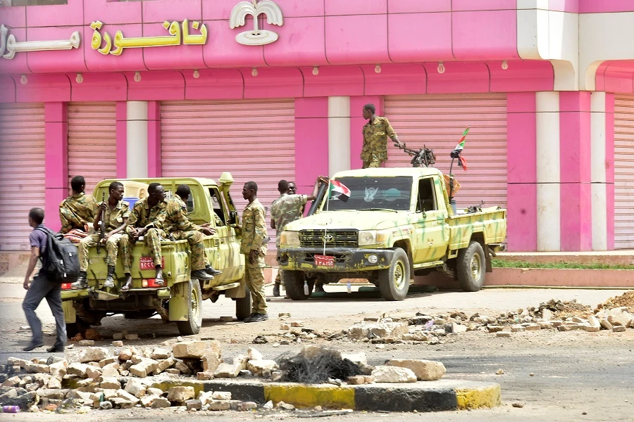 Members of Sudan’s security forces patrol in Khartoum. (File/AFP)