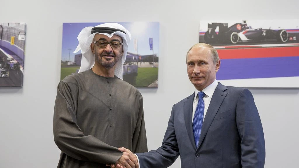 Sheikh Mohammed bin Zayed and Vladimir Putin. (File/Crown Prince Court – Abu Dhabi)