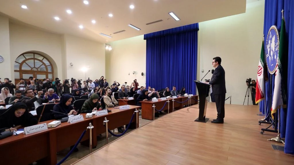 Abbas Mousavi, spokesman for Iran’s Foreign Ministry, gives a press conference in Tehran on May 28, 2019. (AFP)