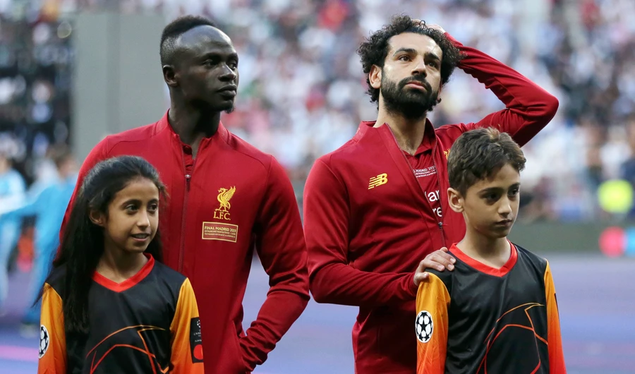 Basmah Alshnaifi with global footballers in the final match of UEFA Champions League.