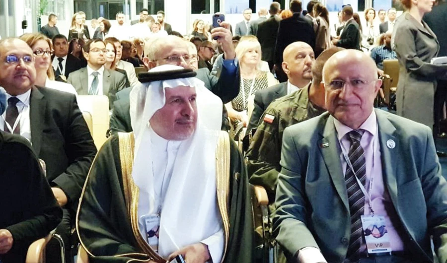 KSRelief chief Dr. Abdullah Al-Rabeeah at the Warsaw Humanitarian Exhibition. (SPA)