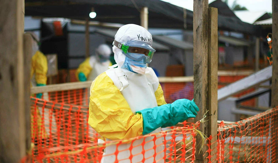 This Tuesday, April, 16, 2019 file photo taken in Congo shows an Ebola health worker at a treatment center in Beni, Eastern Congo. (AP)
