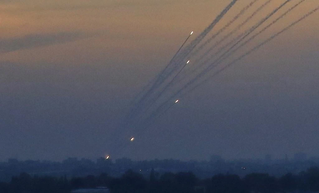 A barrage of rockets are fired from the Hamas-run Palestinian enclave towards Israel in this May 5, 2019 photo. (AFP file photo)