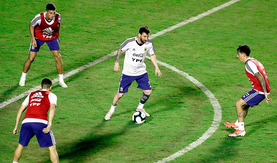 Argentina's players at Manoel Barradas Stadium in Salvador, state of Bahia, Brazil. (AFP