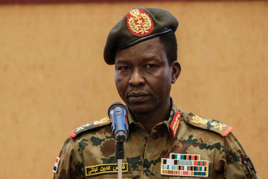 Sudan's Transitional Military Council (TMC) spokesman Shams-Eddin Kabashi speaks during a press conference at the Presidencial Palace in Khartoum, Sudan, on June 13, 2019. (AFP)