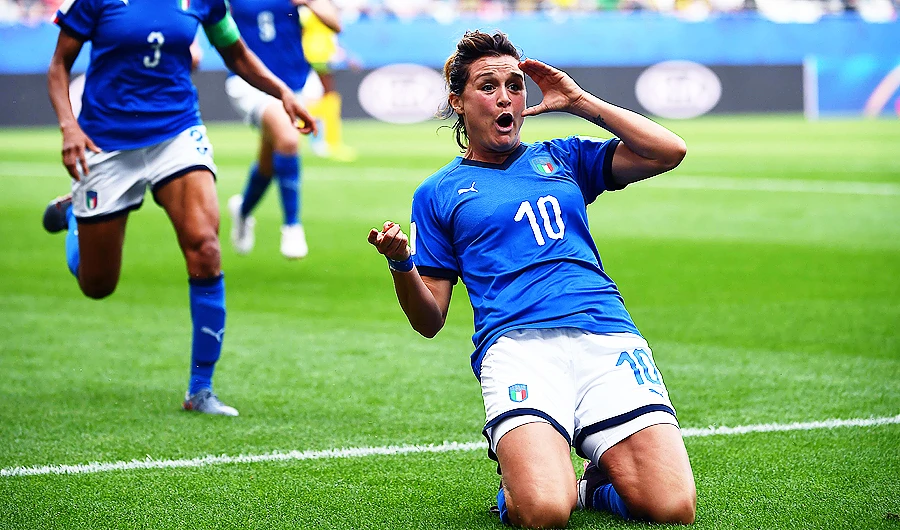 Cristiana Girelli celebrates after scoring. (AFP)