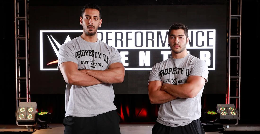 New signees Faisal Kurdi and Hussain Aldagal, both of Saudi Arabia, reported to WWE’s Orlando training facility several weeks ago. (Supplied/WWE)