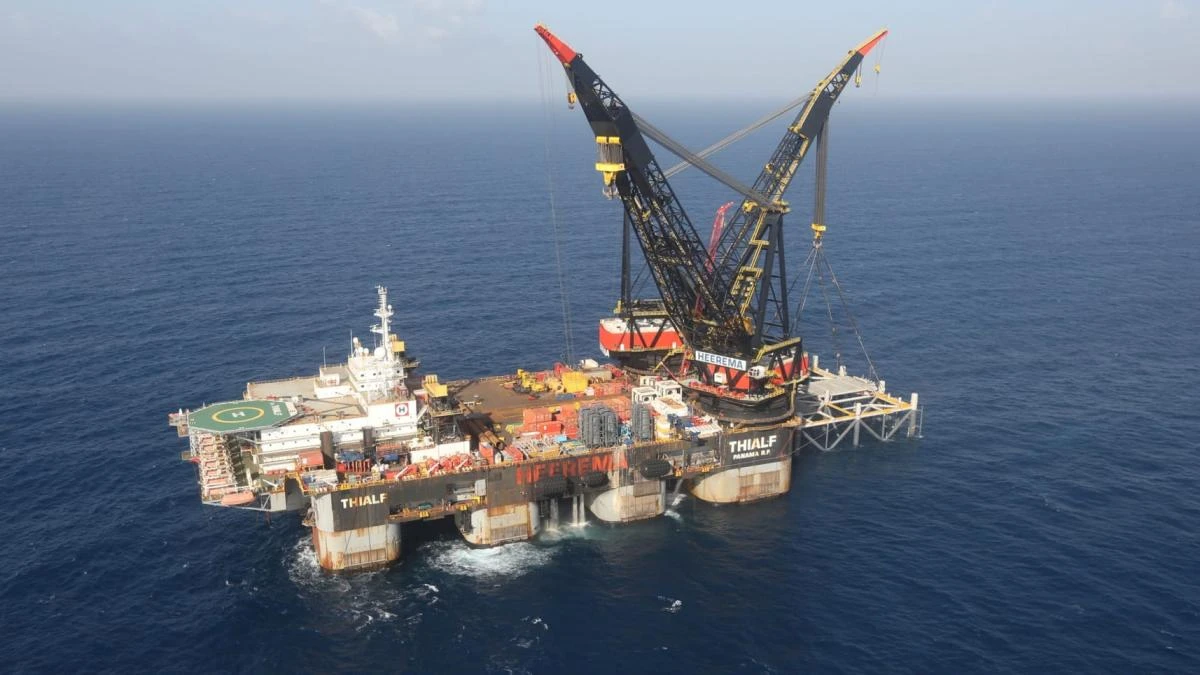 A newly arrived foundation platform of Leviathan natural gas field, in the Mediterranean Sea, off the coast of Haifa, Israel January 31, 2019. (Reuters/File Photo)