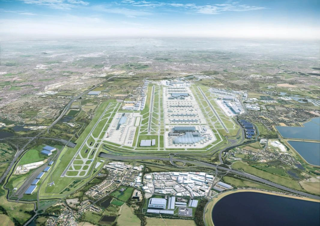 A computer generated image released by Heathrow airport on June 18, 2019 shows what the airport will look like in 2050 following the completion of a third runway and new terminals. (Heathrow airport/AFP)