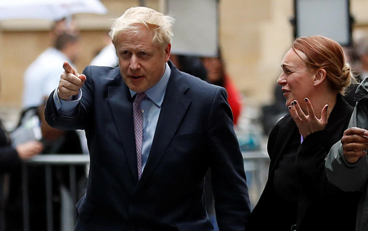 Boris Johnson arrives at BBC studios to take part in a TV debate with candidates campaigning to replace British Prime Minister Theresa May, in London. (Reuters)