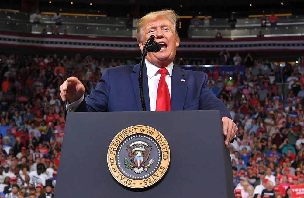 US President Donald Trump speaks during a rally at the Amway Center in Orlando, Florida to officially launch his 2020 campaign on June 18, 2019. (AFP / MANDEL NGAN)
