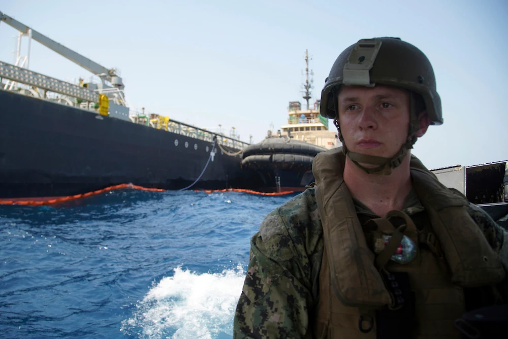 The US Navy says the Kokuka Courageous was damaged by a limpet mine that was similar to devices previously displayed by Tehran. (AP)