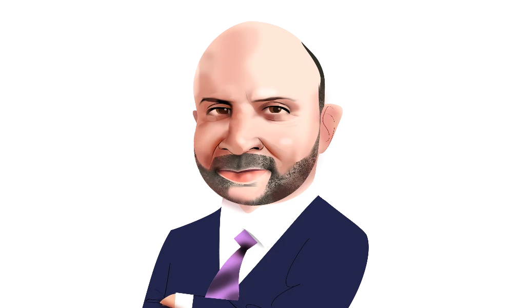 Sachin Kerur, who is managing partner for the Middle East at Reed Smith. (Illustration: Luis Grañena)