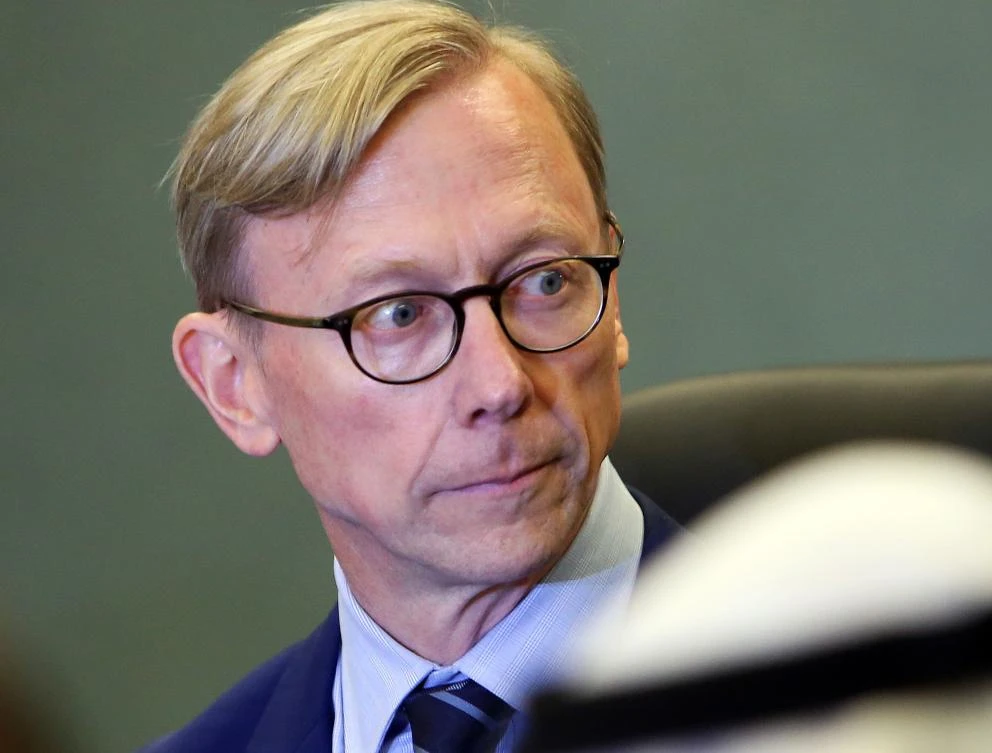 Brian Hook, the US Special Representative for Iran, looks on during a press conference in Kuwait City on June 23, 2019 during a tour of the Middle East region. (AFP)