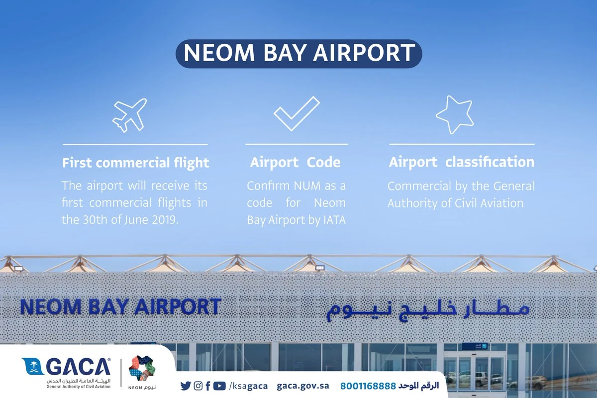 Neom airport announced its first flight is next week with the official code as NUM. (SPA)