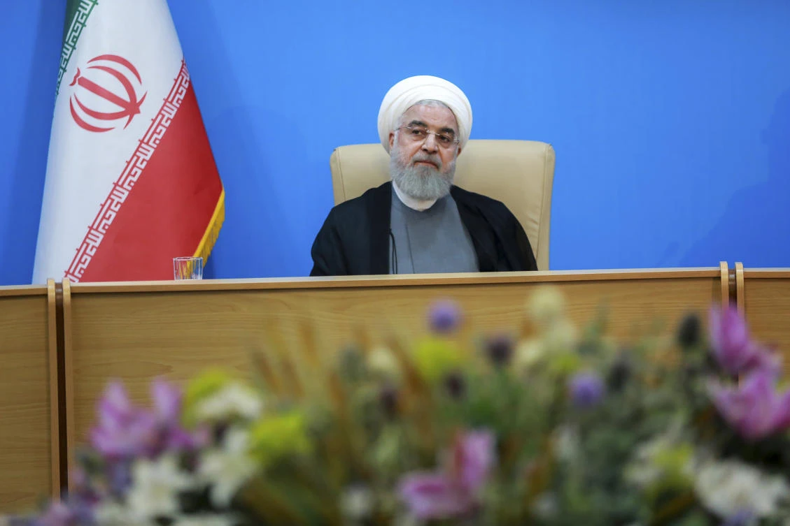 President Hassan Rouhani said that Iran ‘never seeks war’ during a phone conversation with his French counterpart Emmanuel Macron. (Iranian Presidency Office via AP)