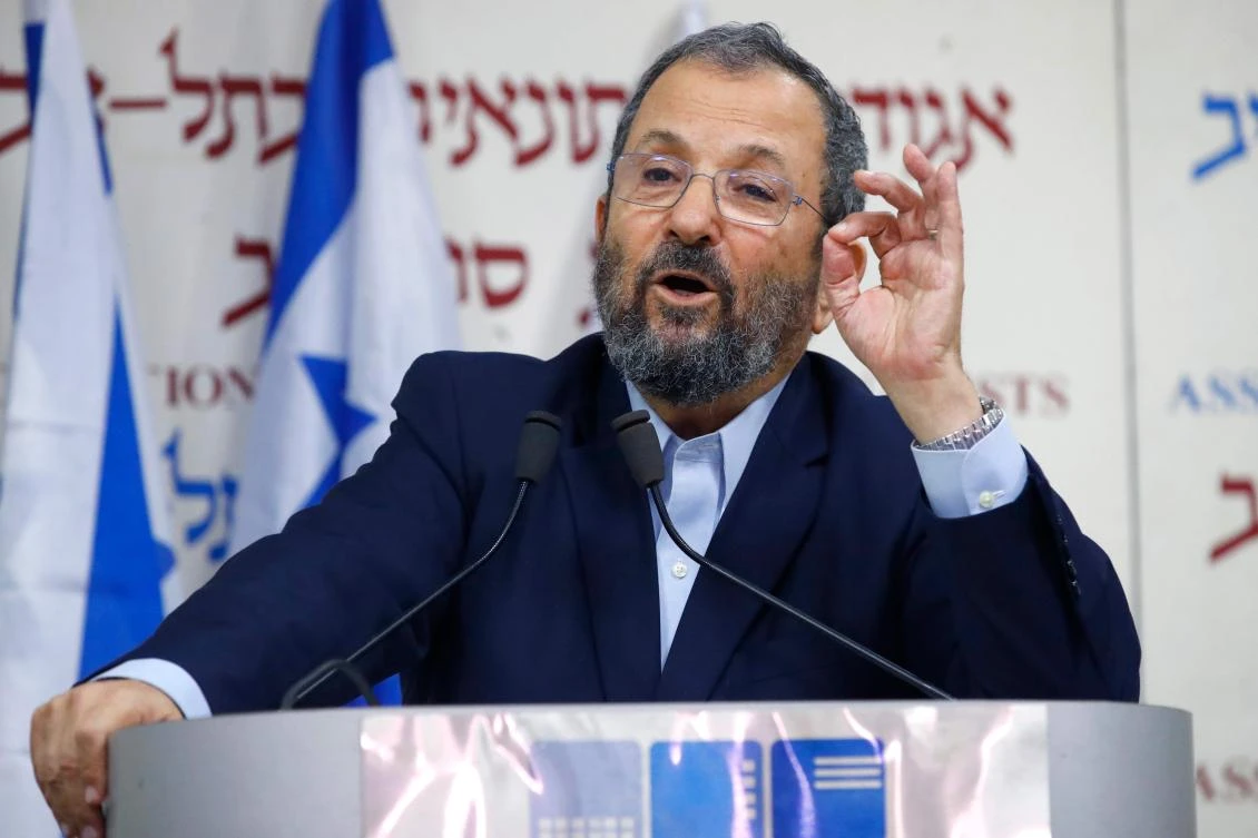 Former Israeli Prime Minister Ehud Barak holds a press conference at Beit Sokolov to announce that he will be running in the upcoming elections in September. (AFP)