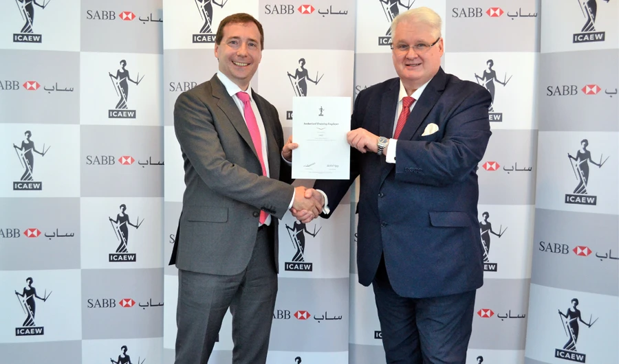 Matthew Pearce, chief financial officer at SABB, and Michael Armstrong FCA, ICAEW regional director, Middle East, Africa and South Asia.
